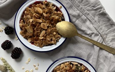 Individual Blackberry and Apple Crumbles