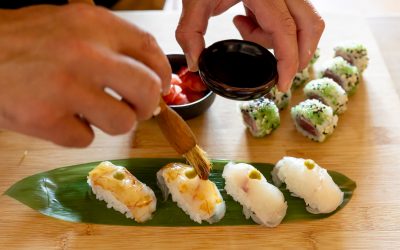 Smoking Lobster Recipe: Sea Bass Nigiri with Pickled Chilli
